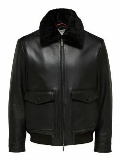 Συμφωνίες ✨ Selected Homme Άνδρες Δερμάτινα Μπουφάν Μπουφάν δερμάτινο Harris 16086879 Μαύρο Regular Fit 😀 -Selected Homme Κατάστημα unnamed file 109