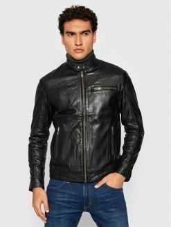 ΧΟΝΔΡΙΚΟ ΕΜΠΟΡΙΟ ⭐ Selected Homme Άνδρες Δερμάτινα Μπουφάν Μπουφάν δερμάτινο Iconic 16077540 Μαύρο Regular Fit 👏