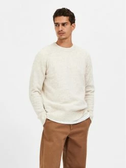 Best Pirce ❤️ Selected Homme Άνδρες Πουλόβερ Rai 16086699 Μπεζ Regular Fit ✨