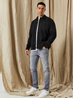 Best Pirce 🥰 Selected Homme Άνδρες Τζιν Μπουφάν Τζιν μπουφάν New 16085233 Μαύρο Loose Fit 🔔