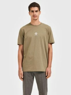 Πολύ καλή προσφορά ❤️ Selected Homme Άνδρες T-shirts T-Shirt Armin 16085666 Πράσινο Slim Fit 😍