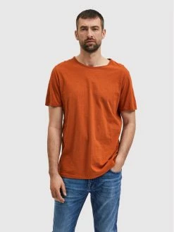 Εξοδος 🥰 Selected Homme Άνδρες T-shirts T-Shirt Morgan 16071775 Καφέ Regular Fit ✔️